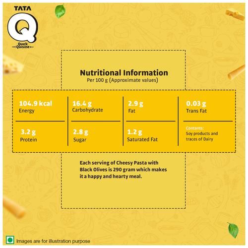 TATA Q Ready To Eat Veg Cheesy Pasta With Black Olives - High Quality Ingredients, 290 g-5.webp